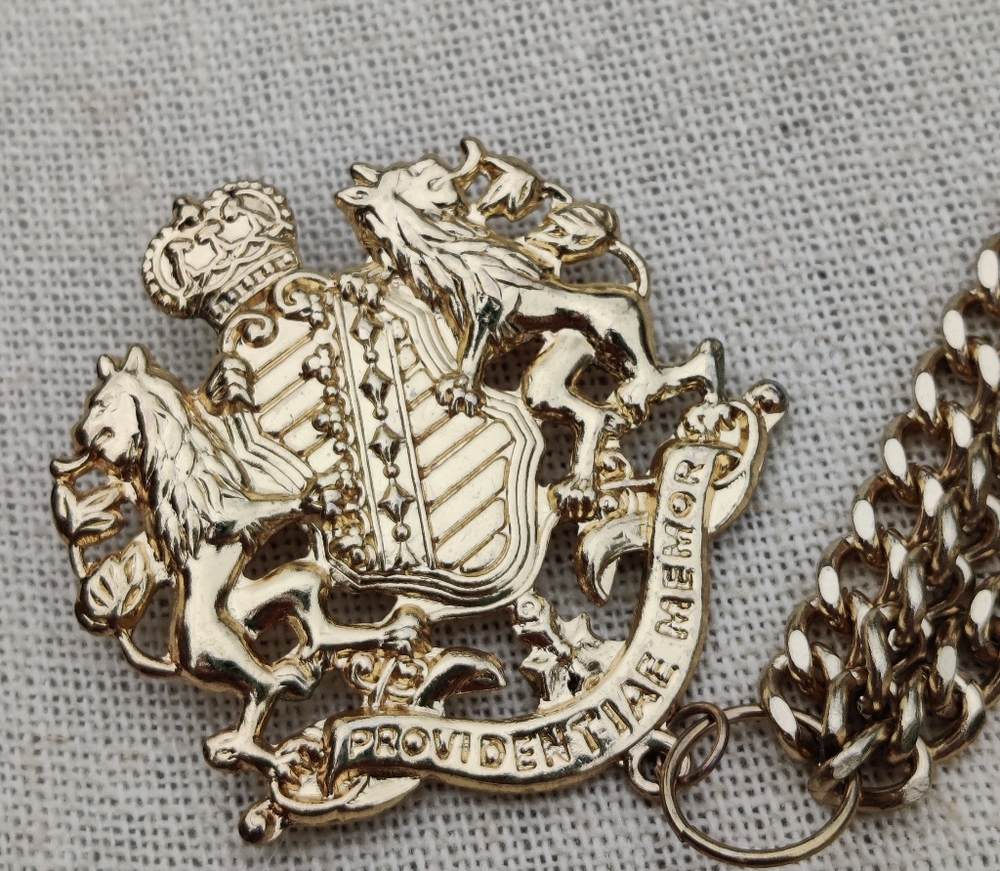 Vintage gold Saxony coat of arms chatellaine brooch - Picture 2 of 8